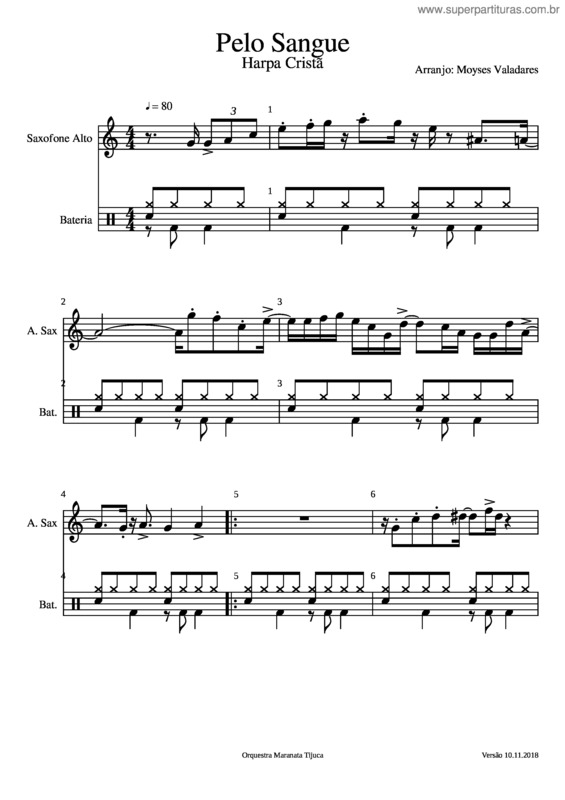 Partitura da música Pelo Sangue v.2