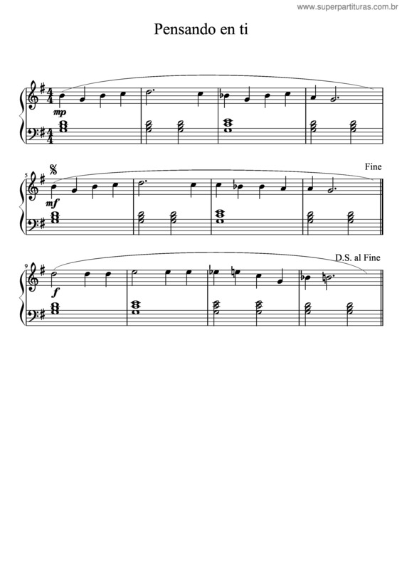 Partitura da música Pensando En Ti v.5