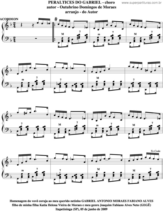 Partitura da música Peraltices Do Gabriel v.3