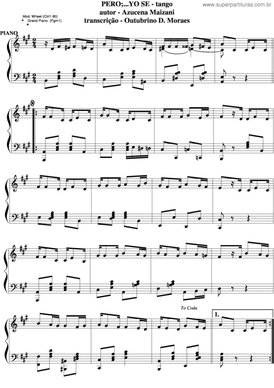 Partitura da música Pero Yo Se