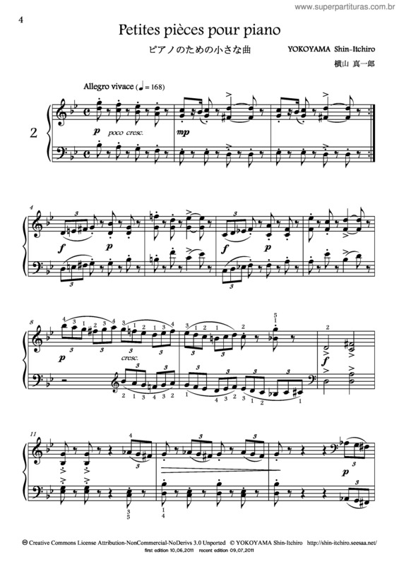 Partitura da música Petites pièces pour piano No.2 `Caprice`