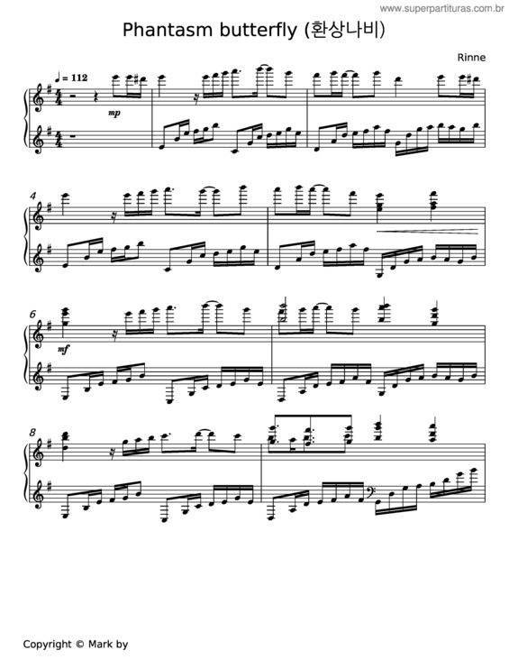 Partitura da música Phantasm Butterfly