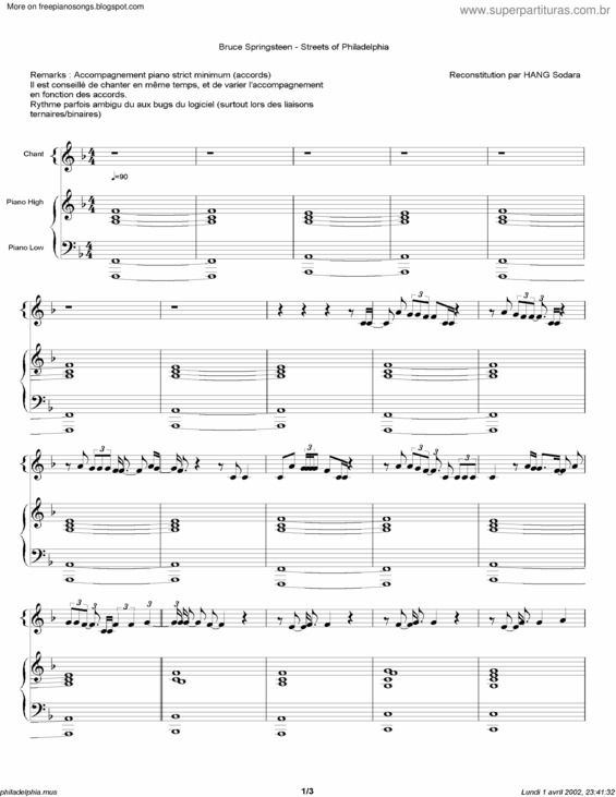 Partitura da música Philadelphia v.3