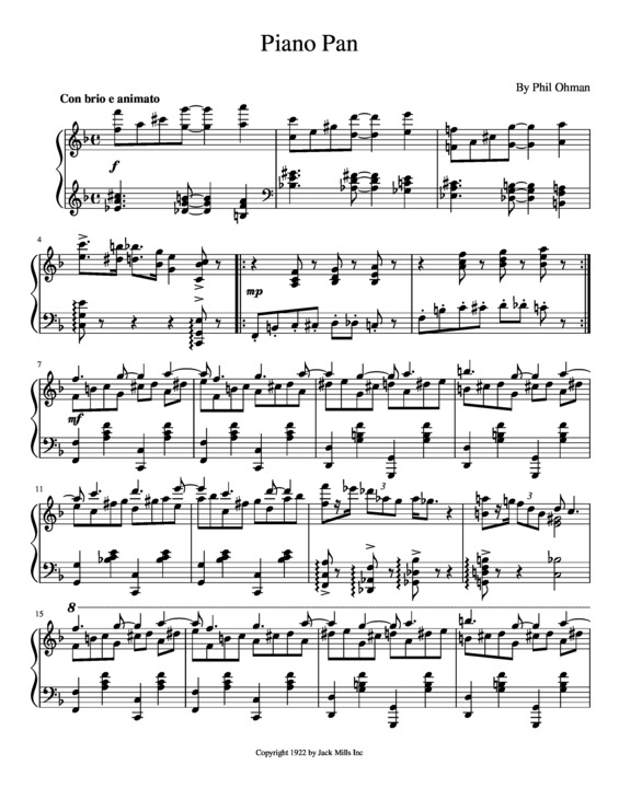 Partitura da música Piano Pan