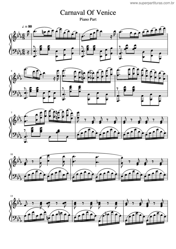 Partitura da música Piano Part Carnaval Of Venice