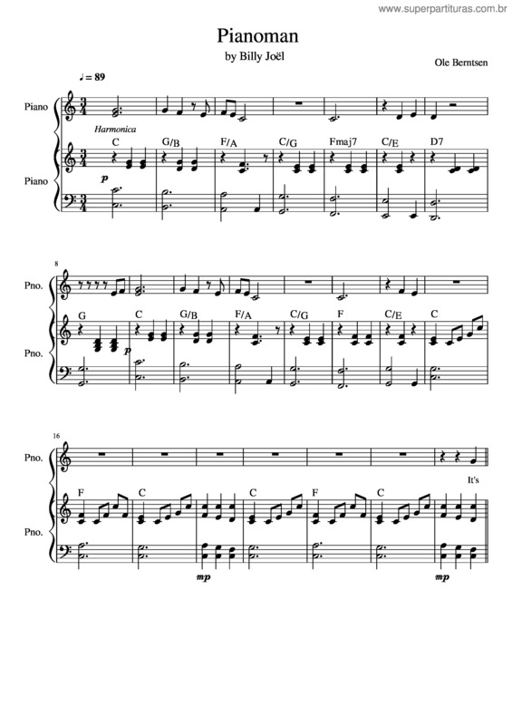 Partitura da música Pianoman Billy Joel