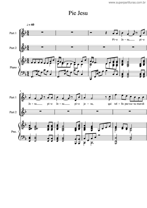 Partitura da música Pie Jesu Part 1