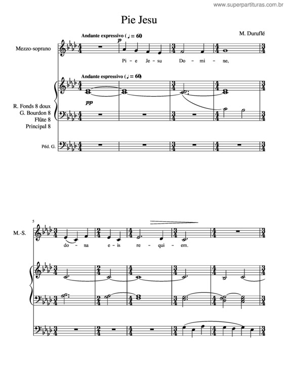 Partitura da música Pie Jesu v.3