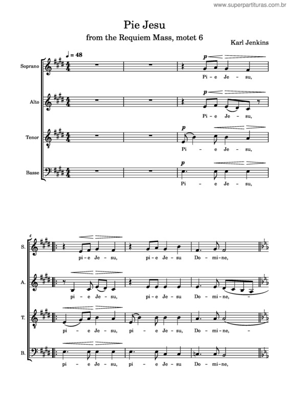 Partitura da música Pie Jesu v.5