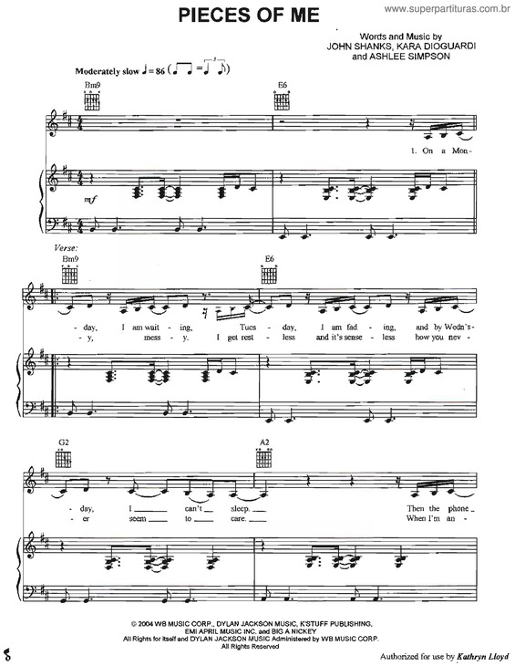 Partitura da música Pieces Of Me