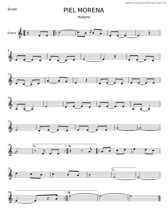 Partitura da música Piel Morena v.3