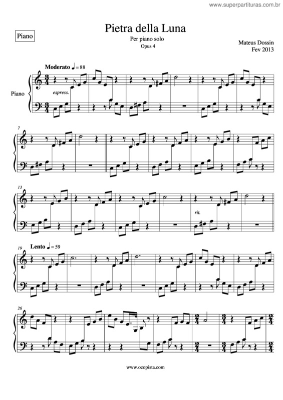 Partitura da música Pietra della Luna v.2