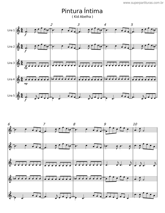 Partitura da música Pintura Íntima v.2