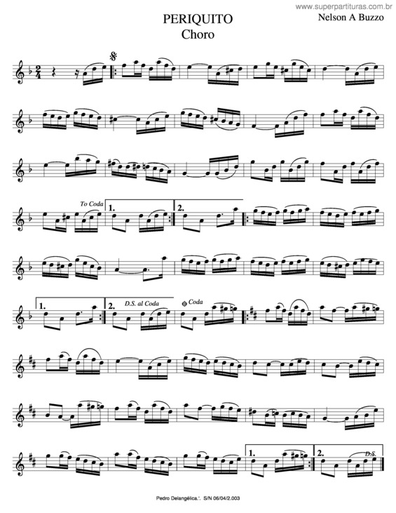 Partitura da música Piriquito