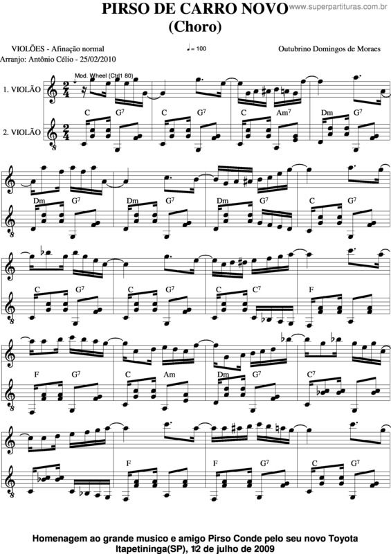 Partitura da música Pirso De Carro Novo v.2