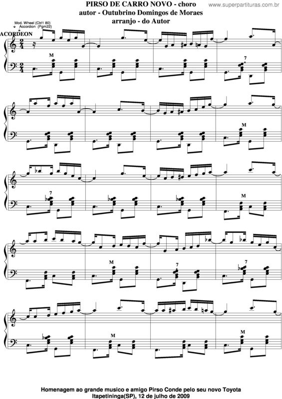 Partitura da música Pirso De Carro Novo v.3