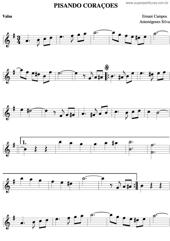 Partitura da música Pisando Corações v.8