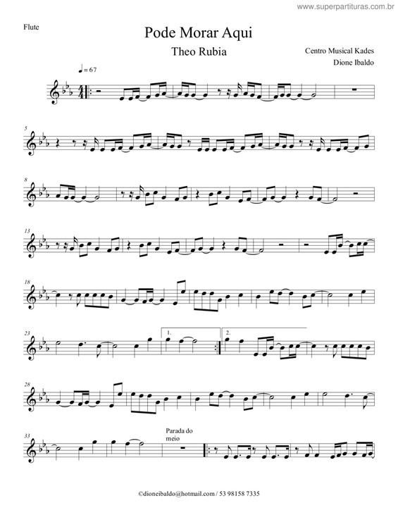 Partitura da música Pode Morar Aqui v.4