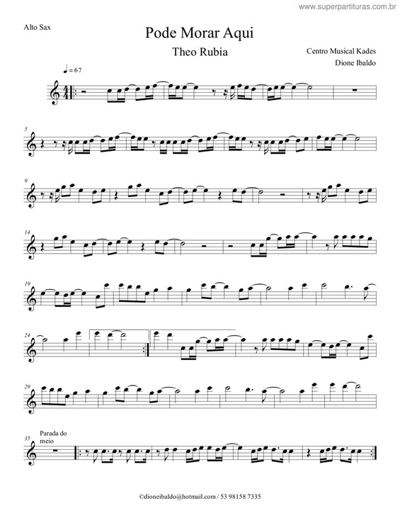 Partitura da música Pode Morar Aqui v.5