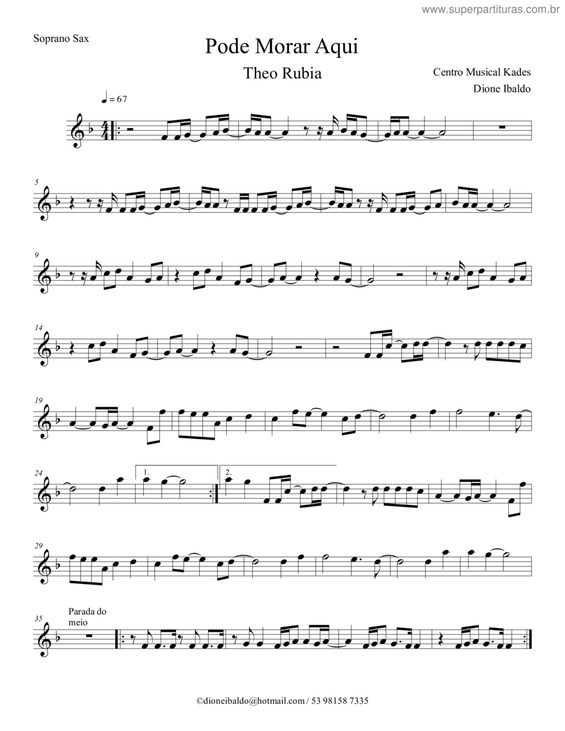 Partitura da música Pode Morar Aqui v.6