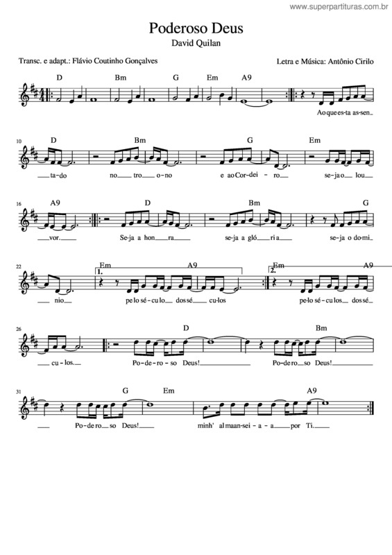 Partitura da música Poderoso Deus v.2