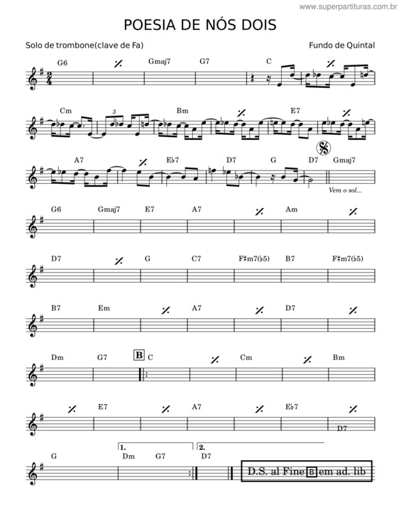 Partitura da música Poesia De Nós Dois