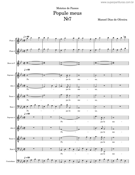 Partitura da música Popule Meus v.2