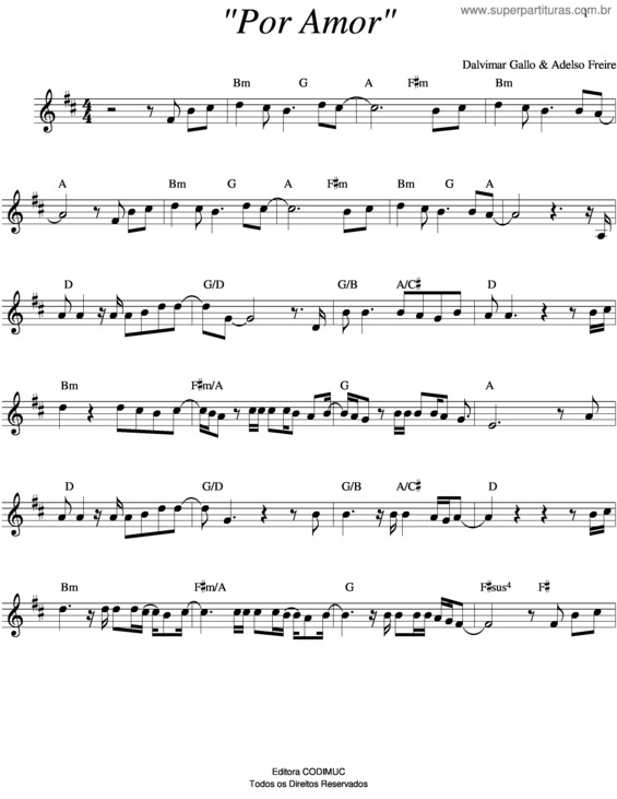 Partitura da música Por Amor v.3