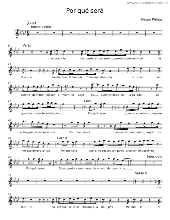 Partitura da música Por Que Será v.4