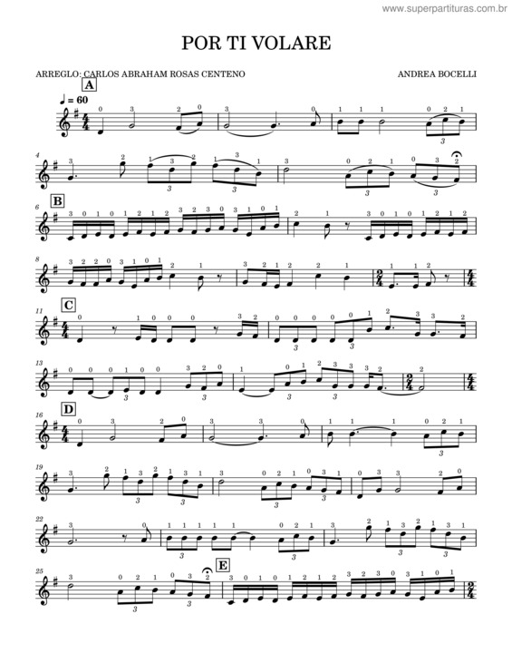 Partitura da música Por Ti Volare v.4