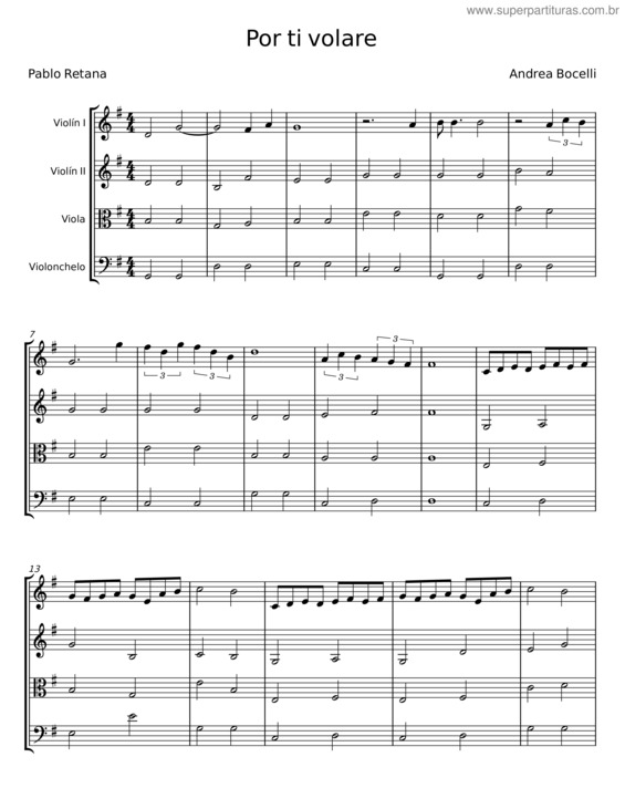 Partitura da música Por Ti Volare v.6