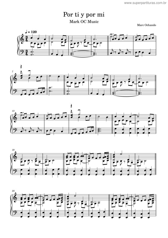 Partitura da música Por Ti Y Por Mi