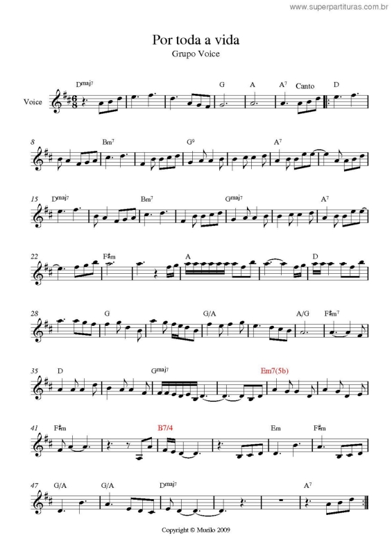 Partitura da música Por Toda A Vida v.2