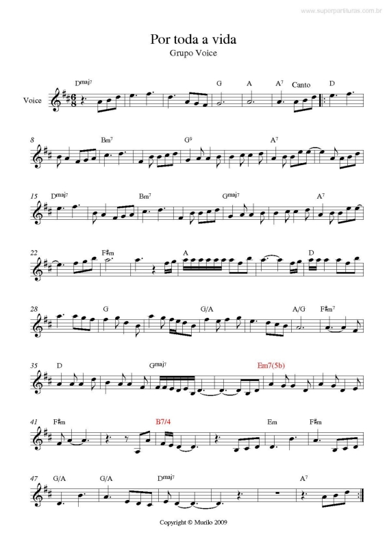 Partitura da música Por Toda A Vida