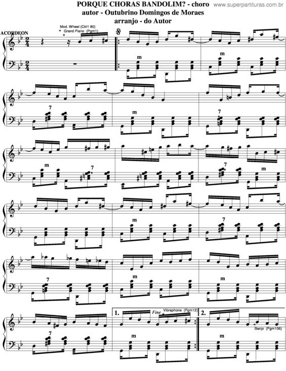 Partitura da música Porque Choras Bandolim v.3