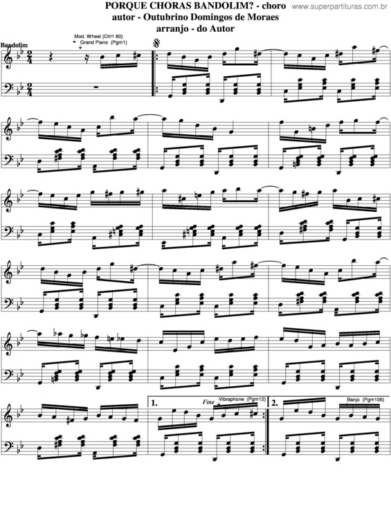 Partitura da música Porque Choras Bandolim v.4