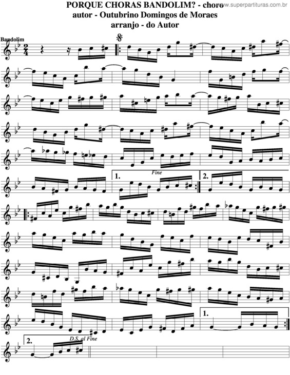 Partitura da música Porque Choras Bandolim