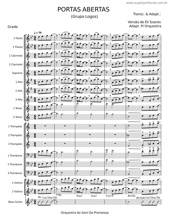 Partitura da música Portas Abertas v.2