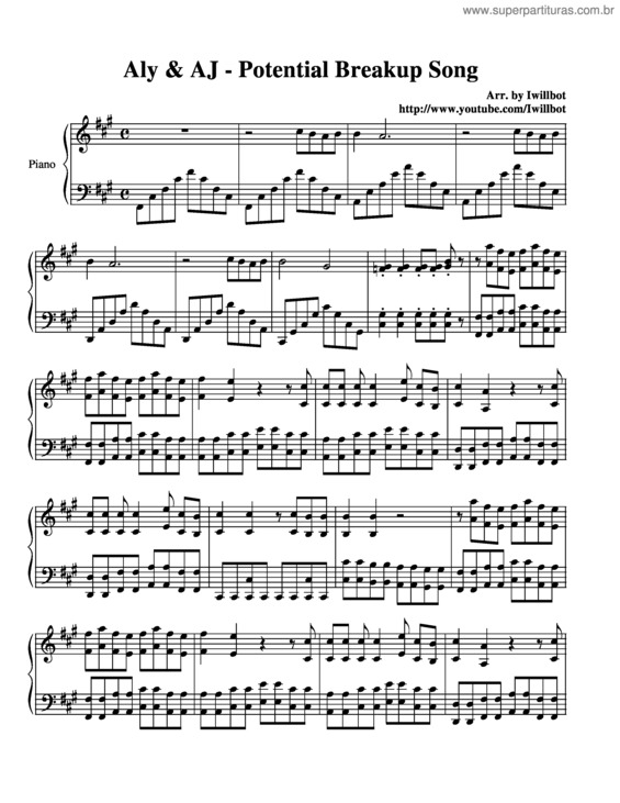 Partitura da música Potential Breakup Song