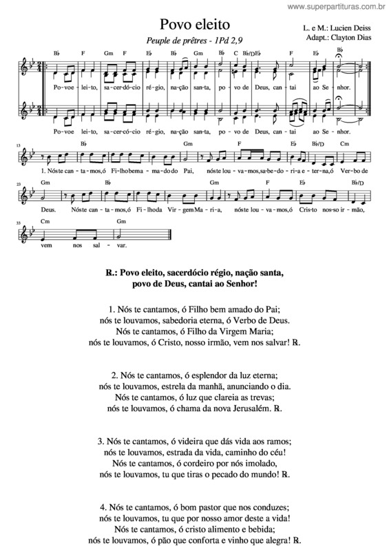 Partitura da música Povo Eleito