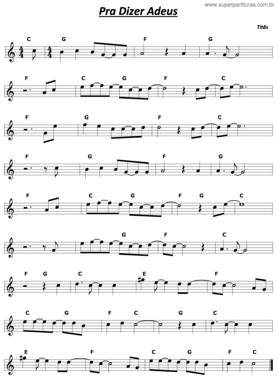 Partitura da música Pra Dizer Adeus v.10