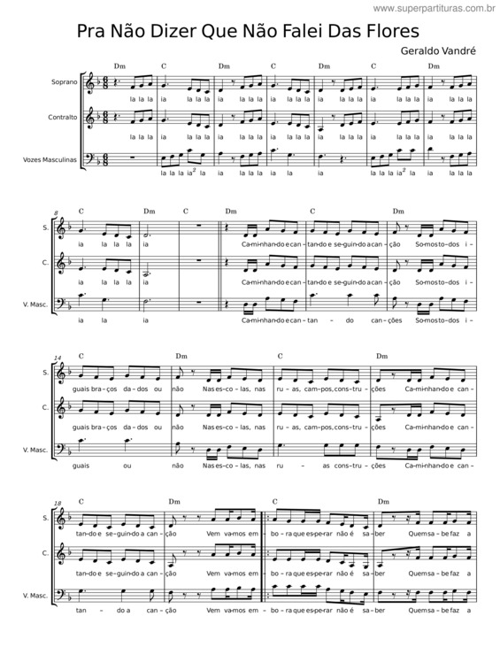 Partitura da música Pra Não Dizer Que Não Falei Das Flores v.12