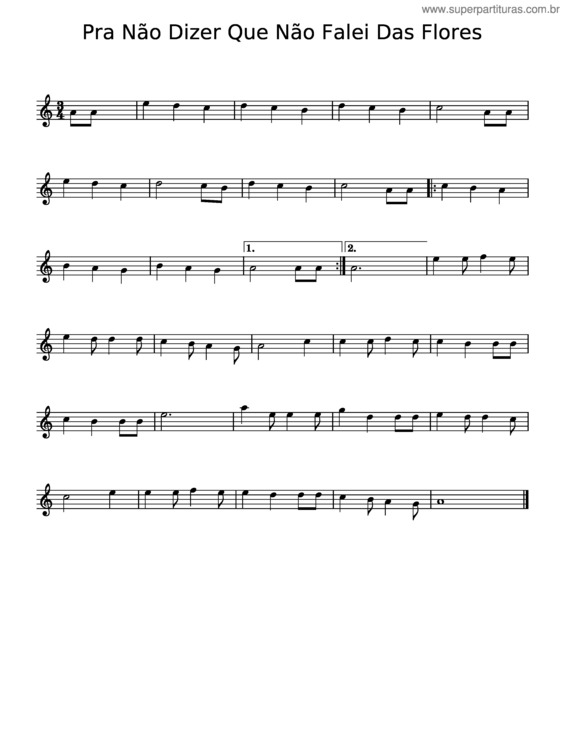 Partitura da música Pra Não Dizer Que Não Falei Das Flores v.15