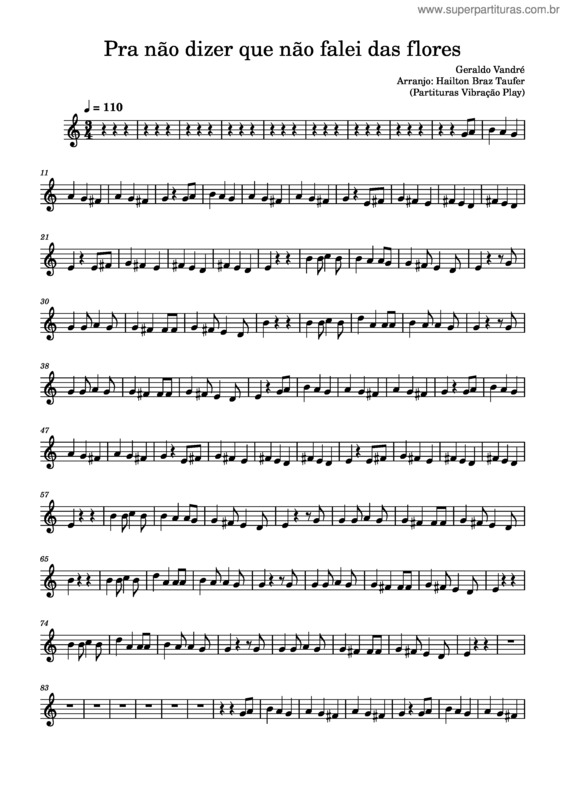 Partitura da música Pra Não Dizer Que Não Falei Das Flores v.9