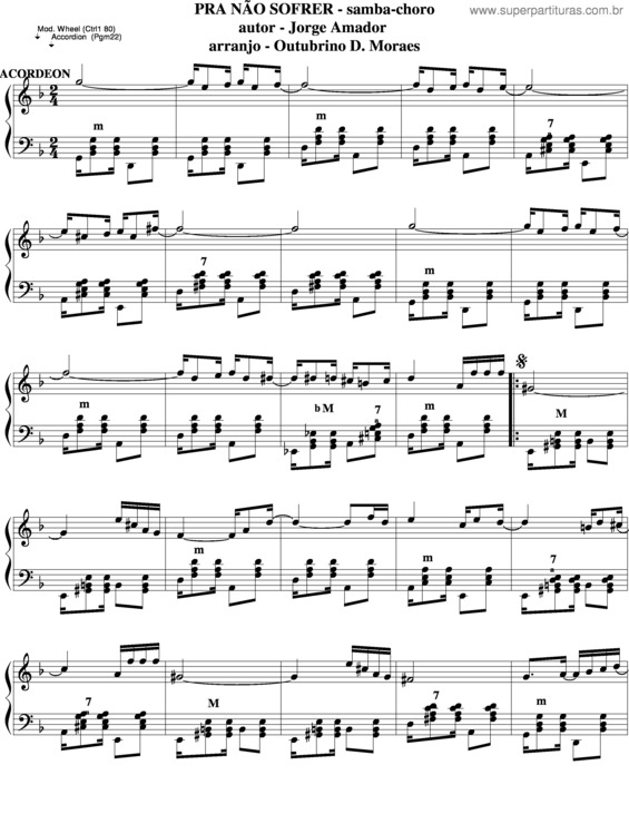 Partitura da música Pra Não Sofrer v.2