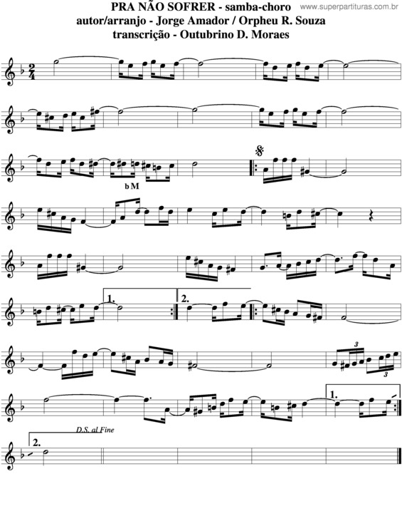 Partitura da música Pra Não Sofrer v.3