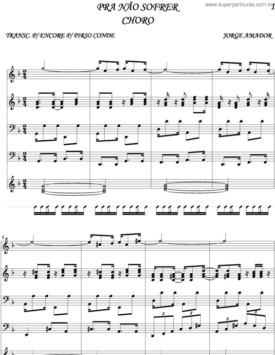 Partitura da música Pra Não Sofrer