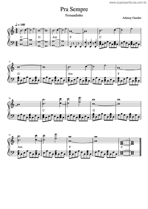 Partitura da música Pra Sempre (Intro)