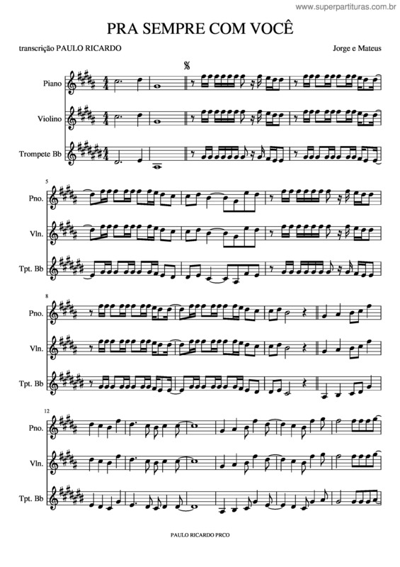 Partitura da música Pra Sempre Com Voce v.2