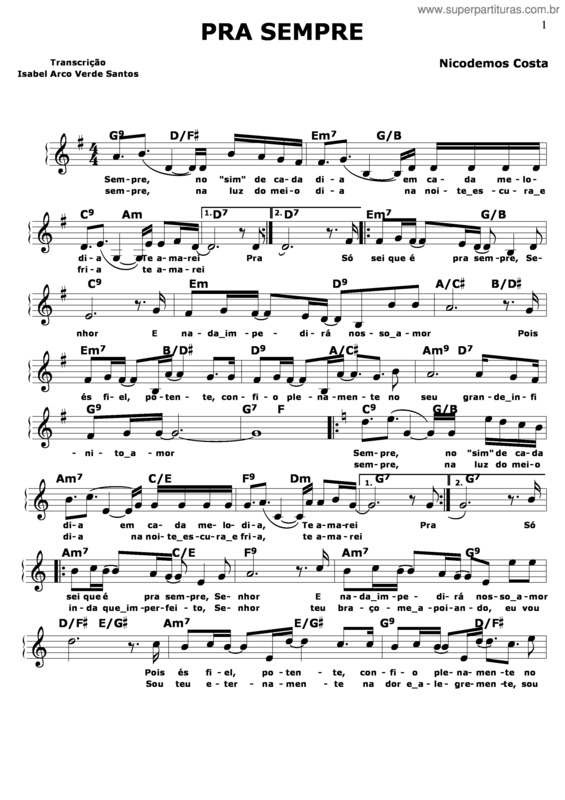 Partitura da música Pra Sempre v.5